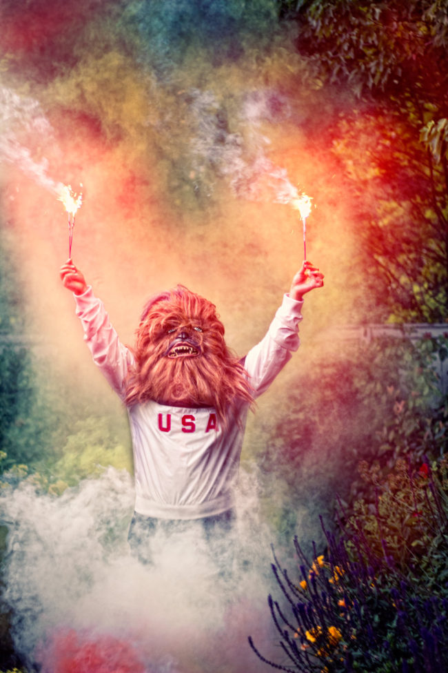 The Fourth Mako Miyamoto Photography Lifestyle Wookie Star Wars Chewbacca Chewy Bigfoot colorful sparkler patriotic usa america